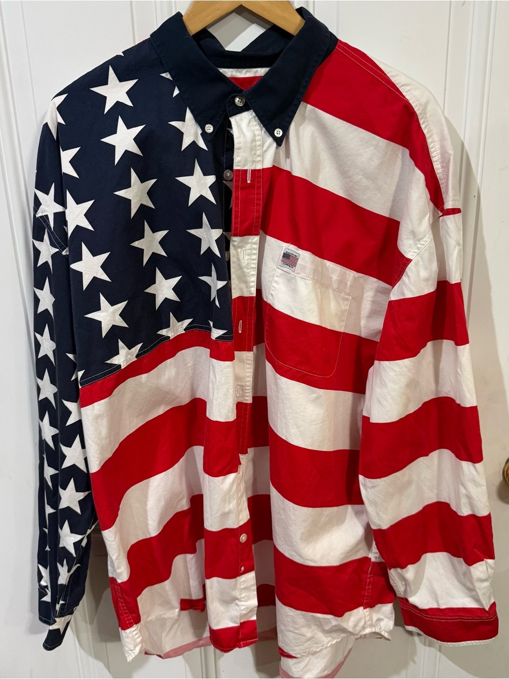 American Flag Button-Up Shirt - Red, White & Blue